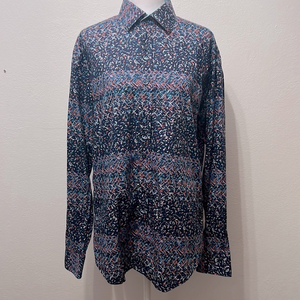 Bugatchi UOMO shaped fit multi-colored paint splatter pattern mens‎ button down
